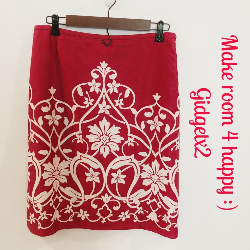 LOFT red/white print a-line skirt Size 8